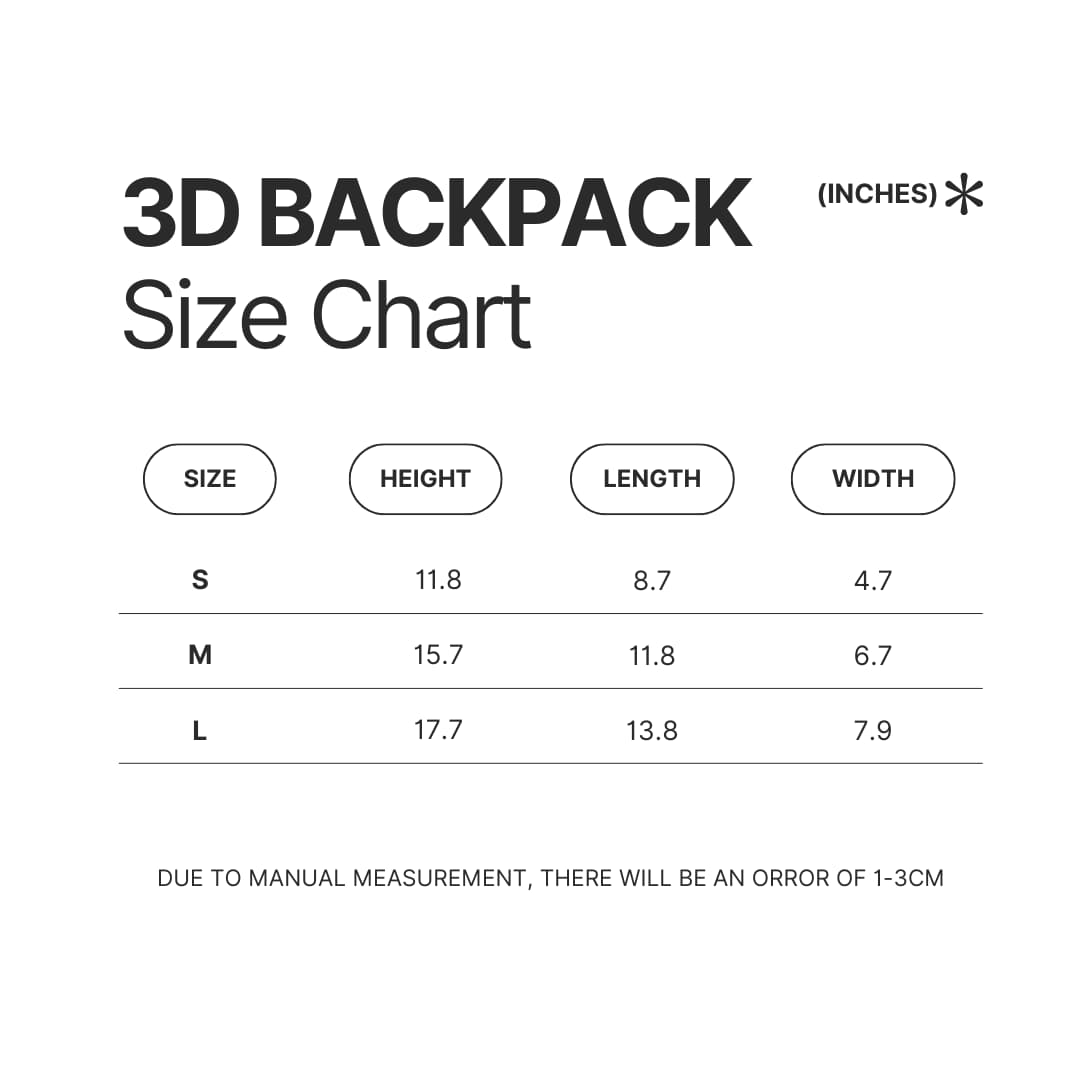 3D Backpack Size Chart - Heartstopper Store