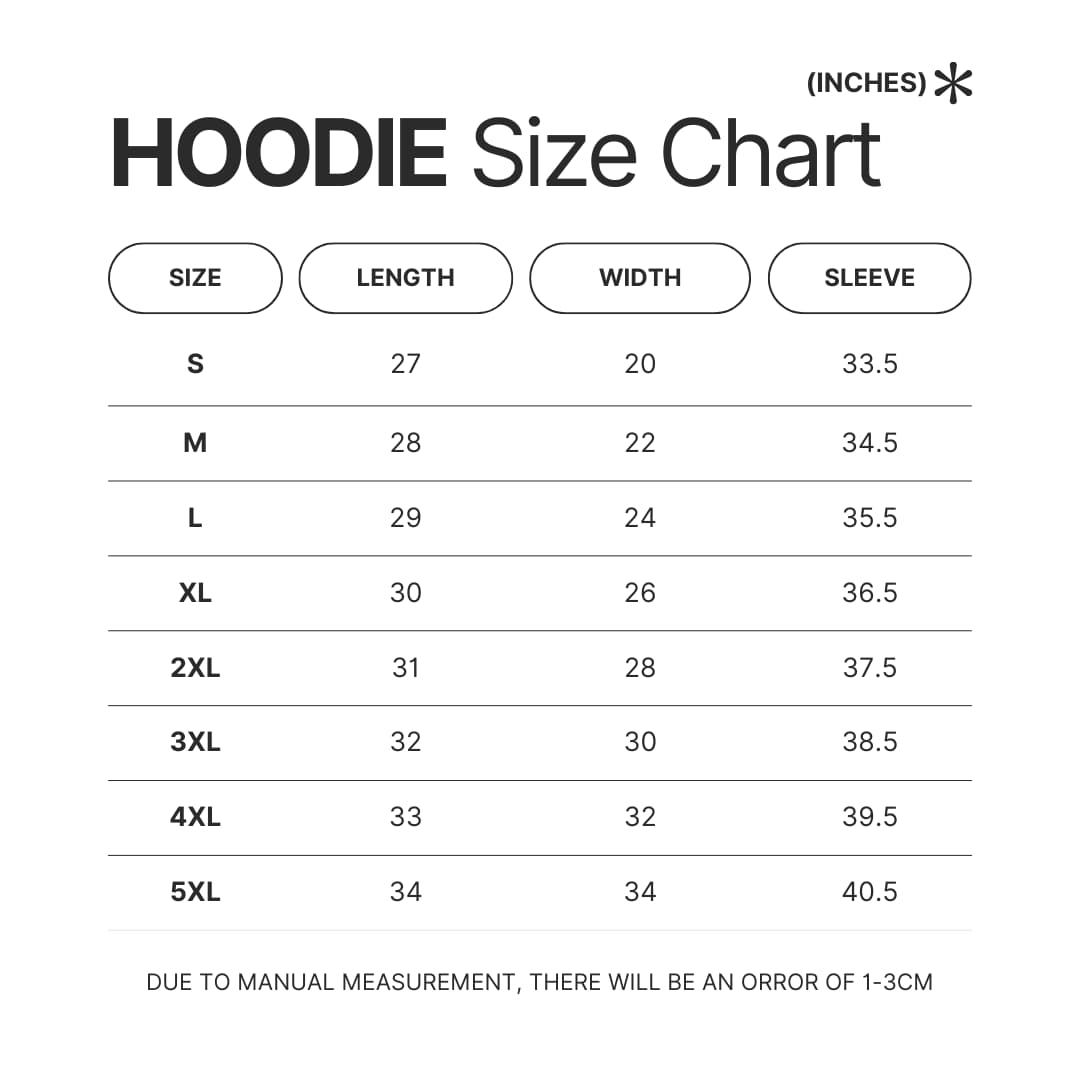 Hoodie Size Chart - Heartstopper Store