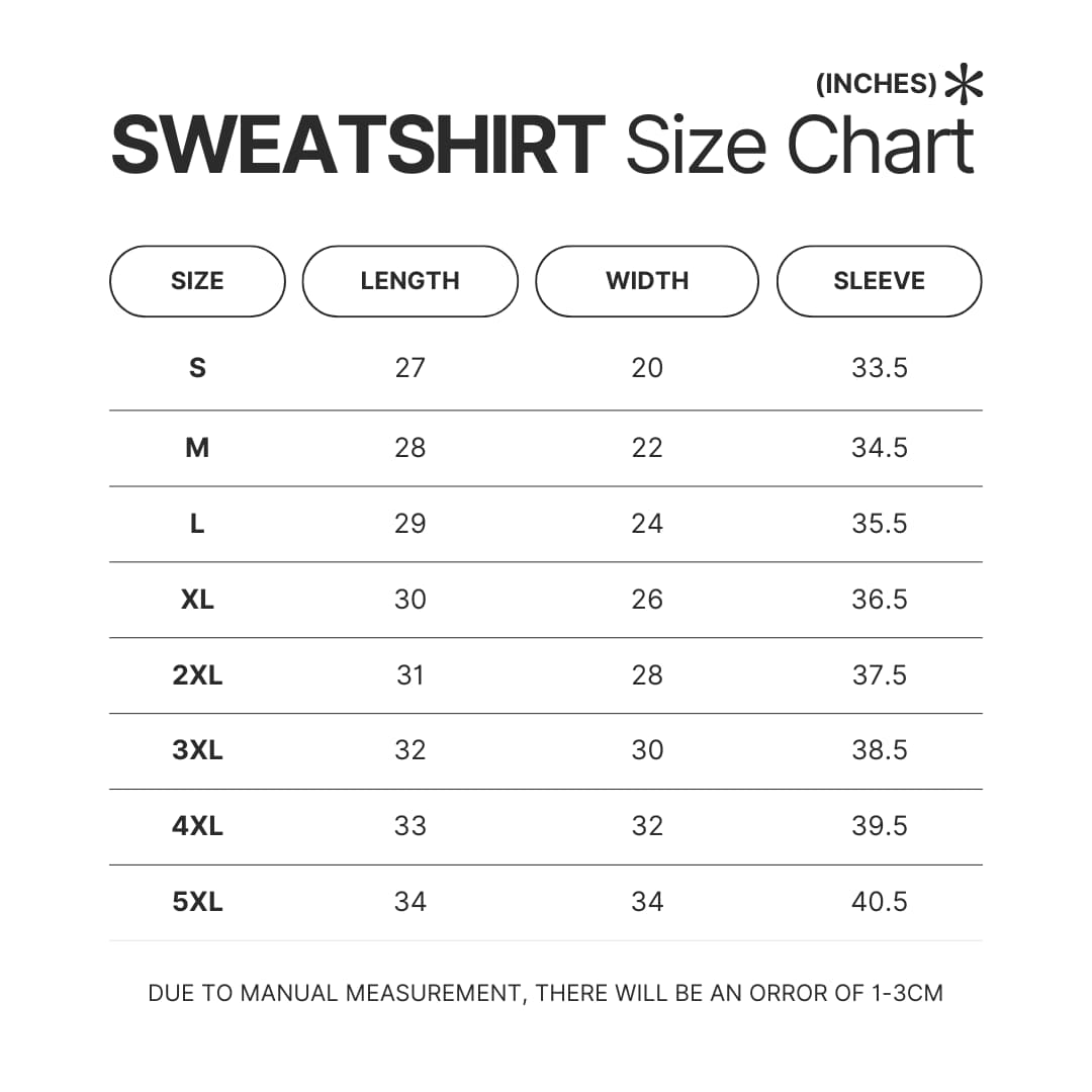 Sweatshirt Size Chart - Heartstopper Store