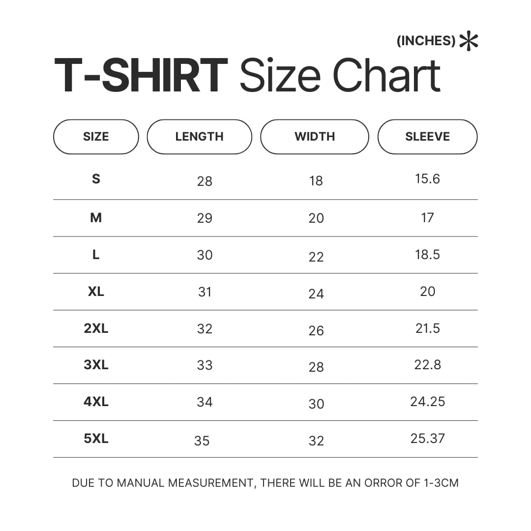 T shirt Size Chart - Heartstopper Store