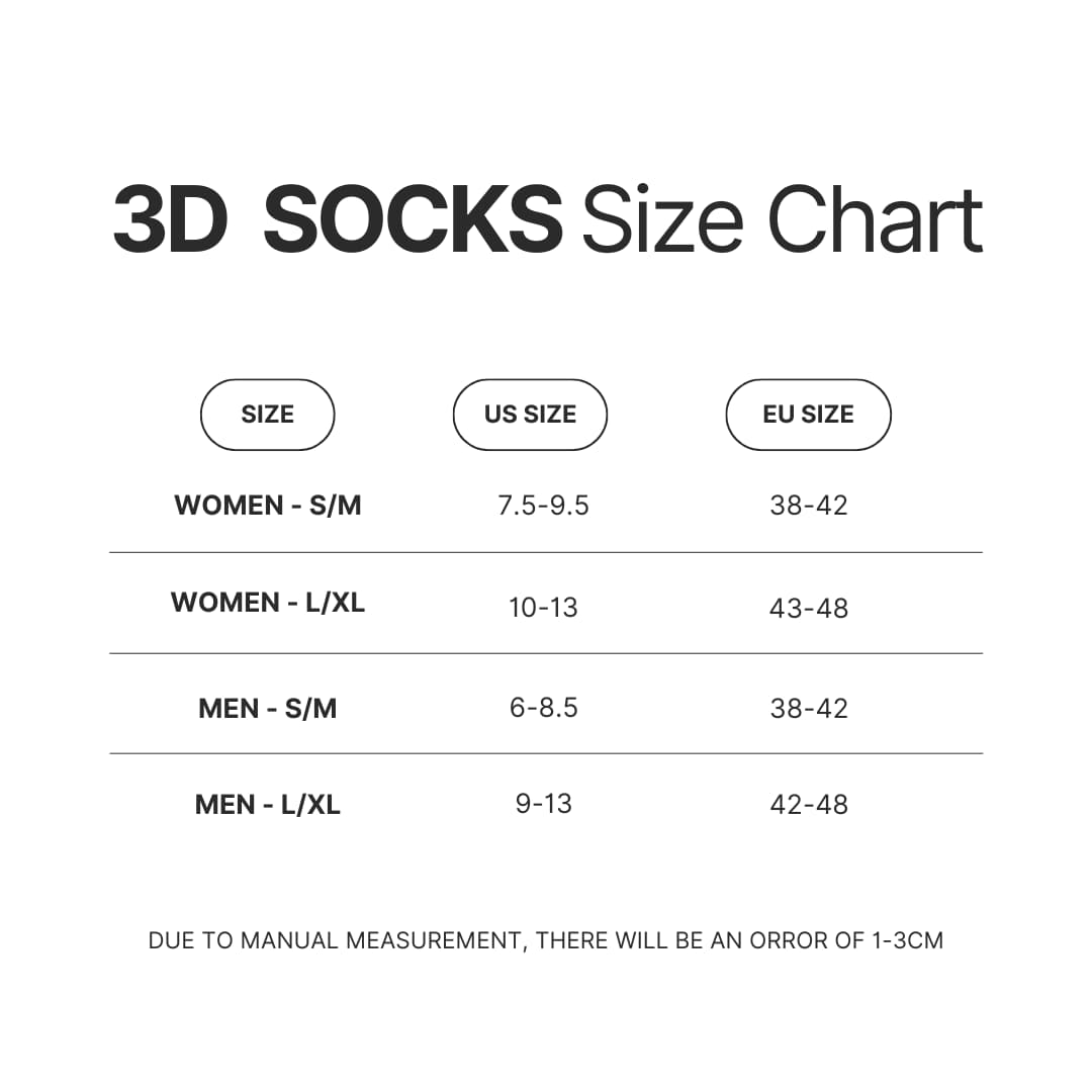3D Socks Size Chart - Heartstopper Store