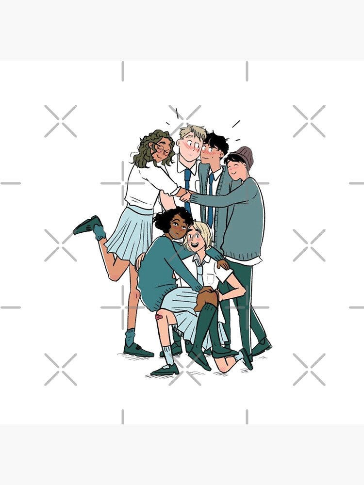 Heartstopper Couple With Friends Throw Pillow - Image 2