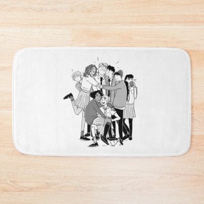 Heartstopper Couple With Friends Bath Mat