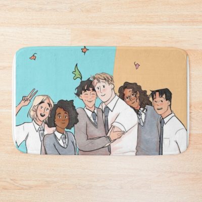 Heartstopper Cast Members Cartoon Bath Mat