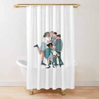 Heartstopper Couple With Friends Shower Curtain