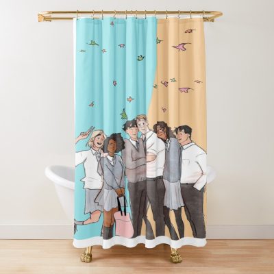 Heartstopper Cast Members Cartoon Shower Curtain