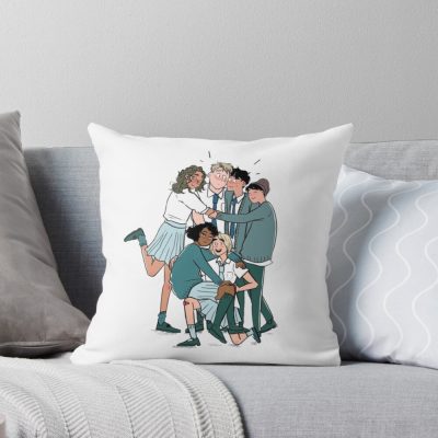Heartstopper Couple With Friends Throw Pillow